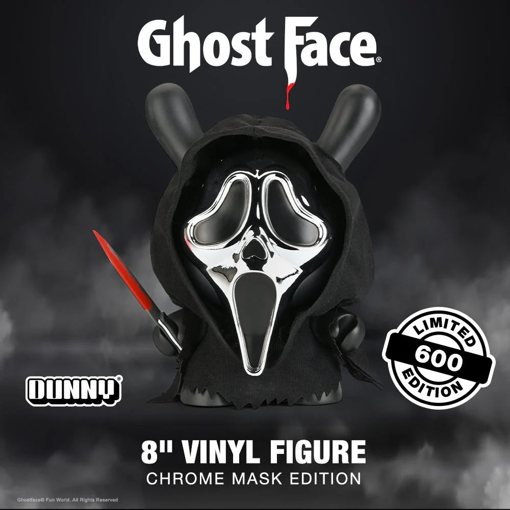Ghost Face 8" Dunny Vinyl Art Figure - Chrome Mask Edition (PRE-ORDER)