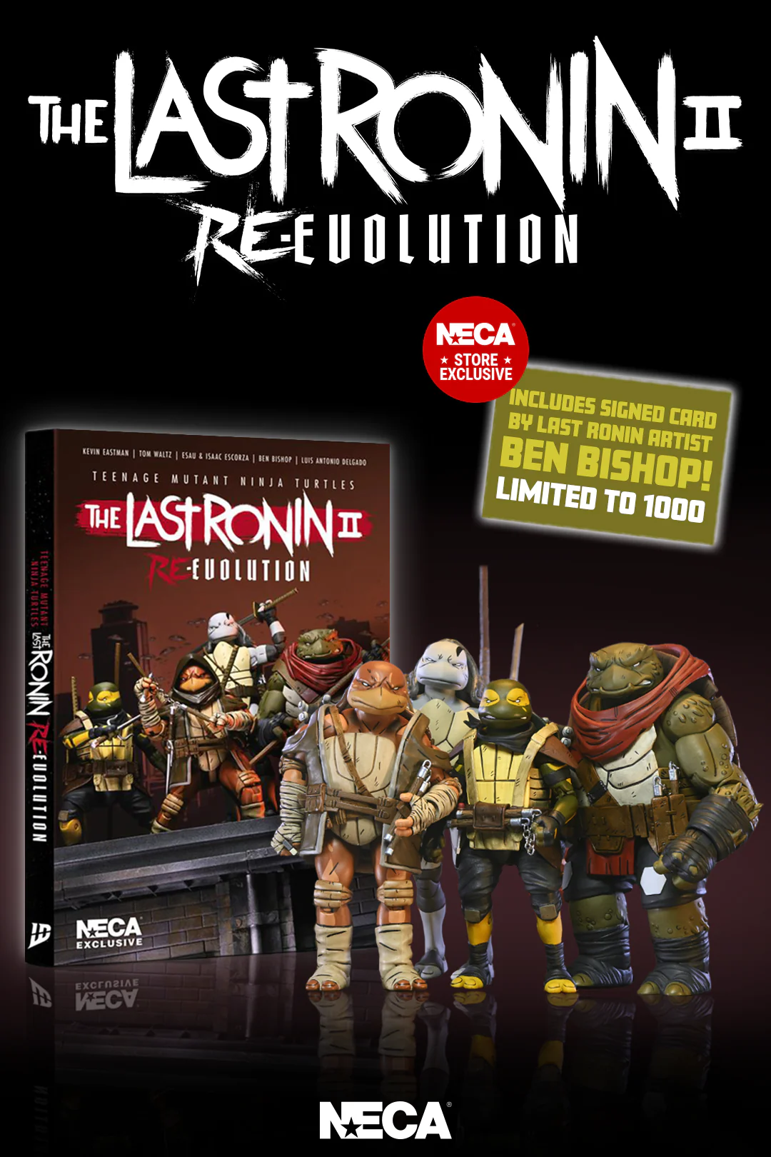 Teenage Mutant Ninja Turtles (The Last Ronin) - Ultimate Moja, Odyn, Uno & Yi 7” Scale Action Figure Bundle with Re-Evolution Collector’s Edition Book & Autograph Card Signed by Ben Bishop