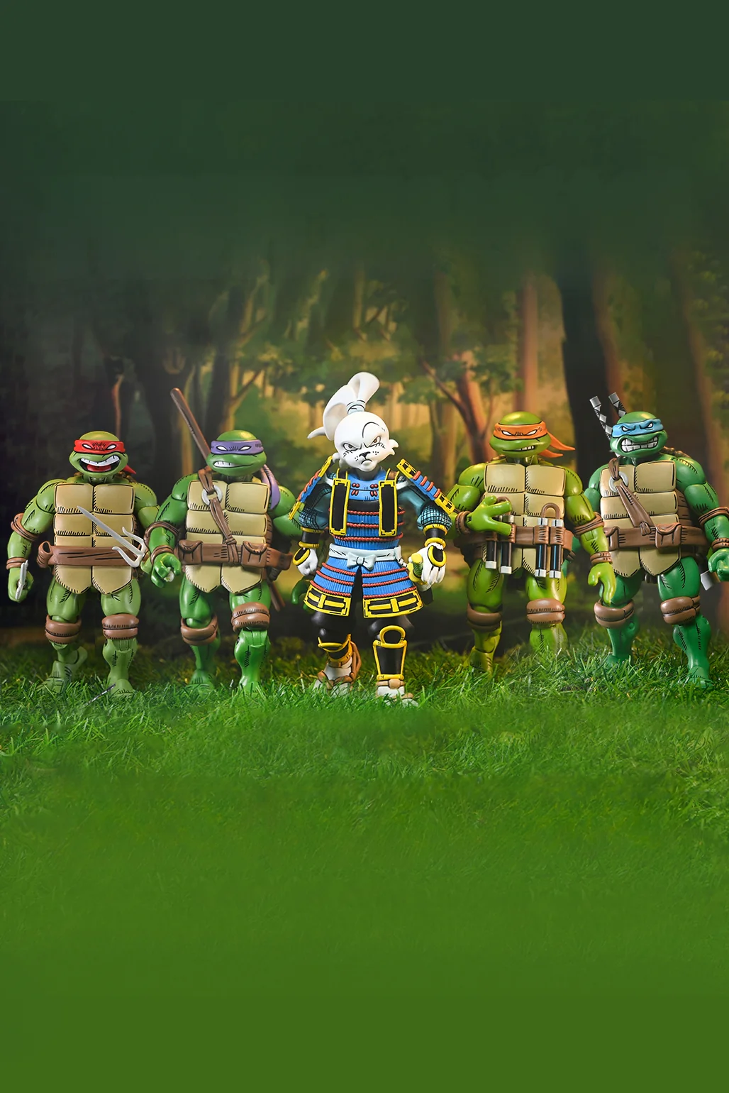 Teenage Mutant Ninja Turtles x Usagi Yojimbo - Ultimate 7” Scale Action Figure Bundle (Usagi, Leonardo, Donatello, Raphael & Michelangelo)