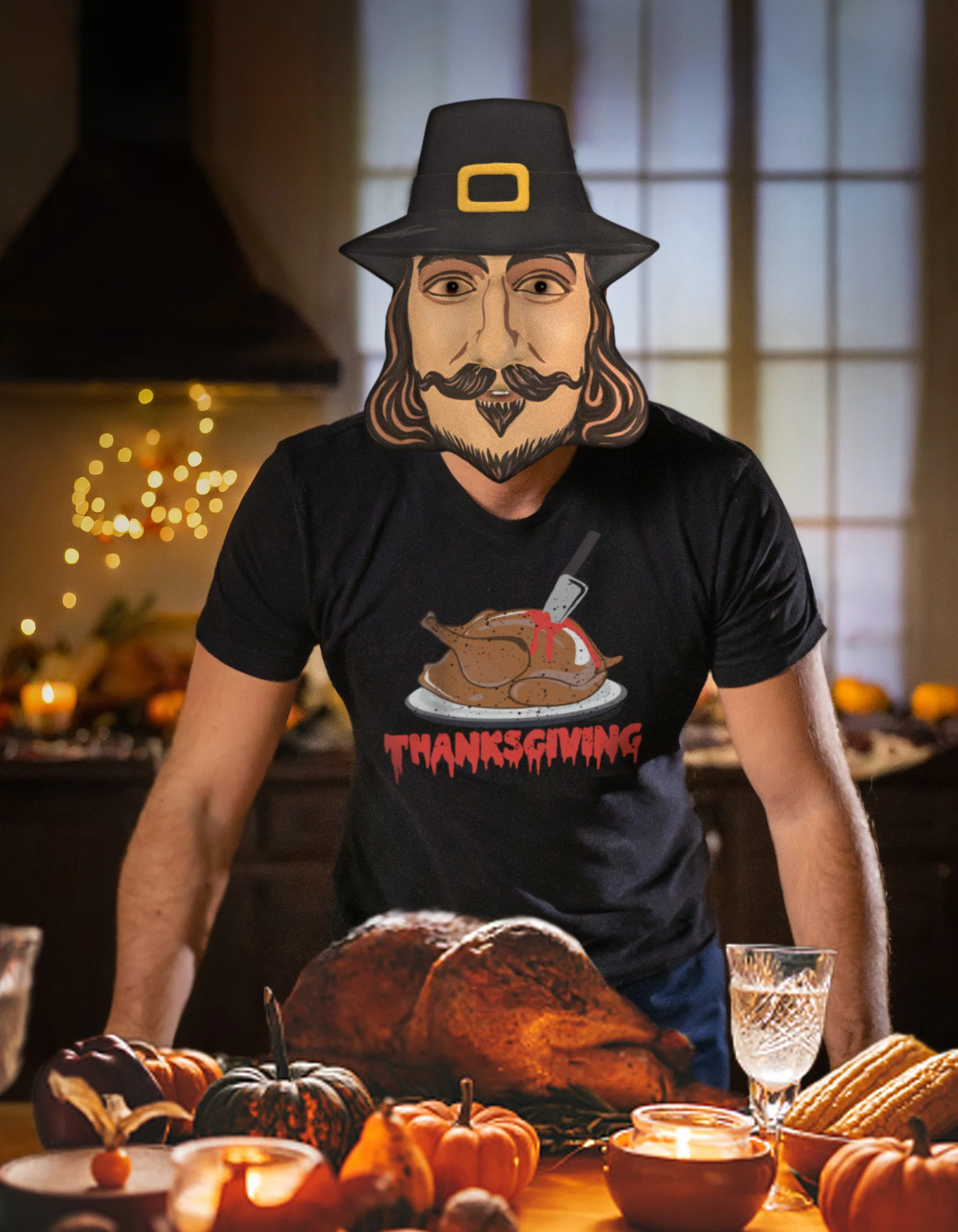 Thanksgiving - Thanksgiving Unisex T-Shirt and John Carver Mask Bundle - Image 2